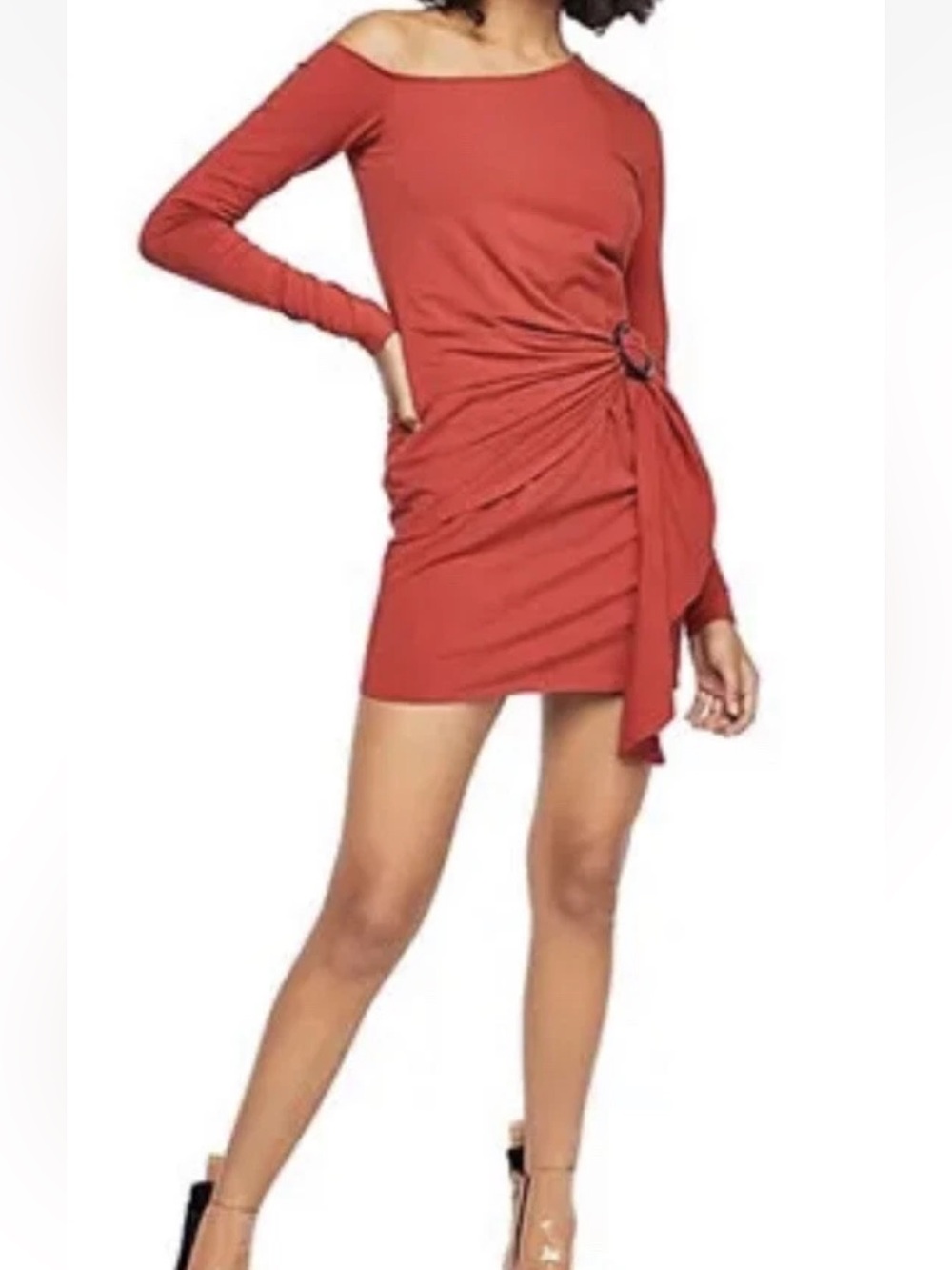 NWT Free People Frankie Asymmetrical Cotton Mini Dress in copper - Large